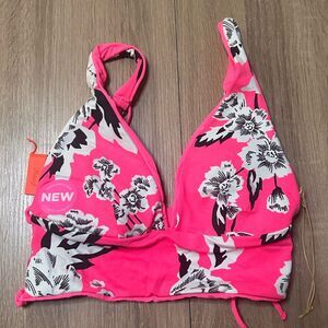 Maaji Festival Floral Pink Jukebox Reversible Bikini Top Size Small